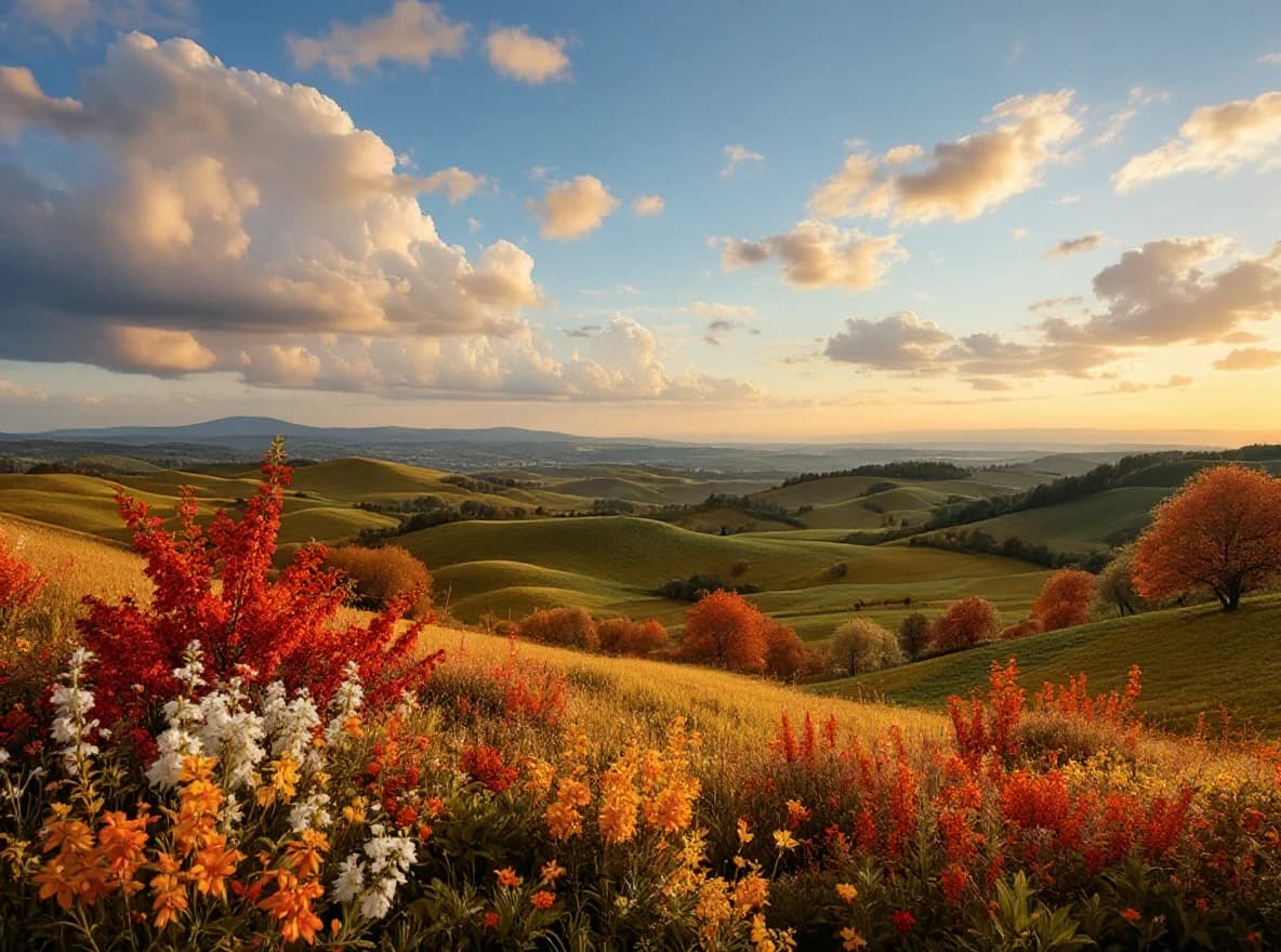 Same landscape transformed to autumn colors